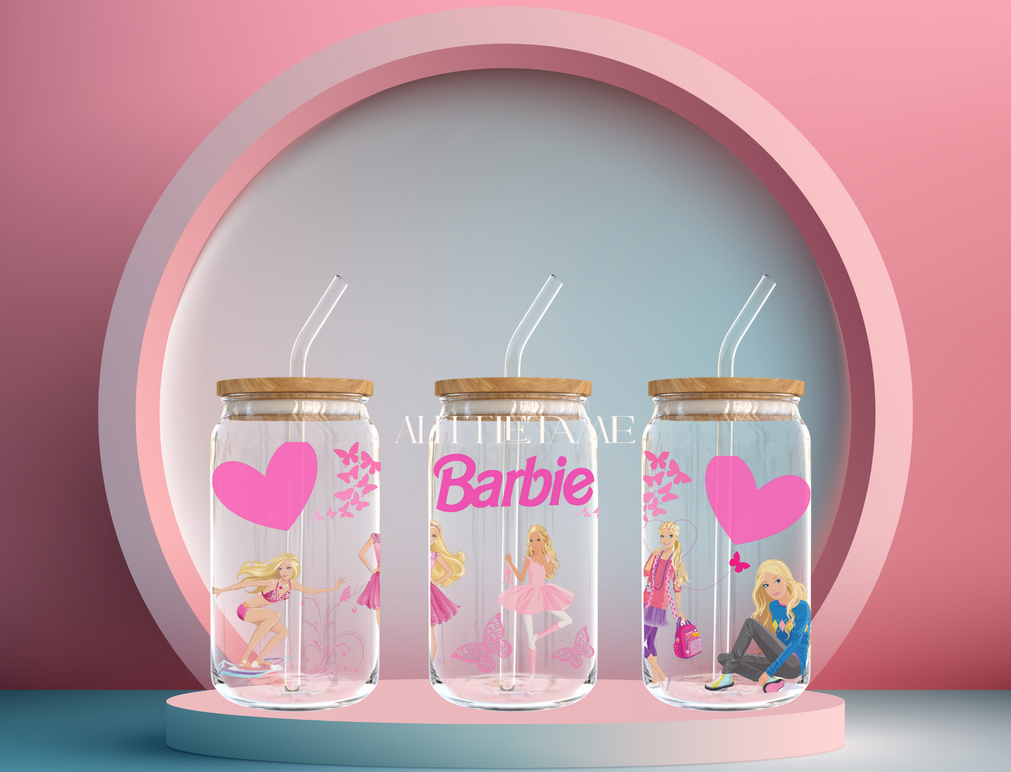 16oz Reusable Glass Cup with straw