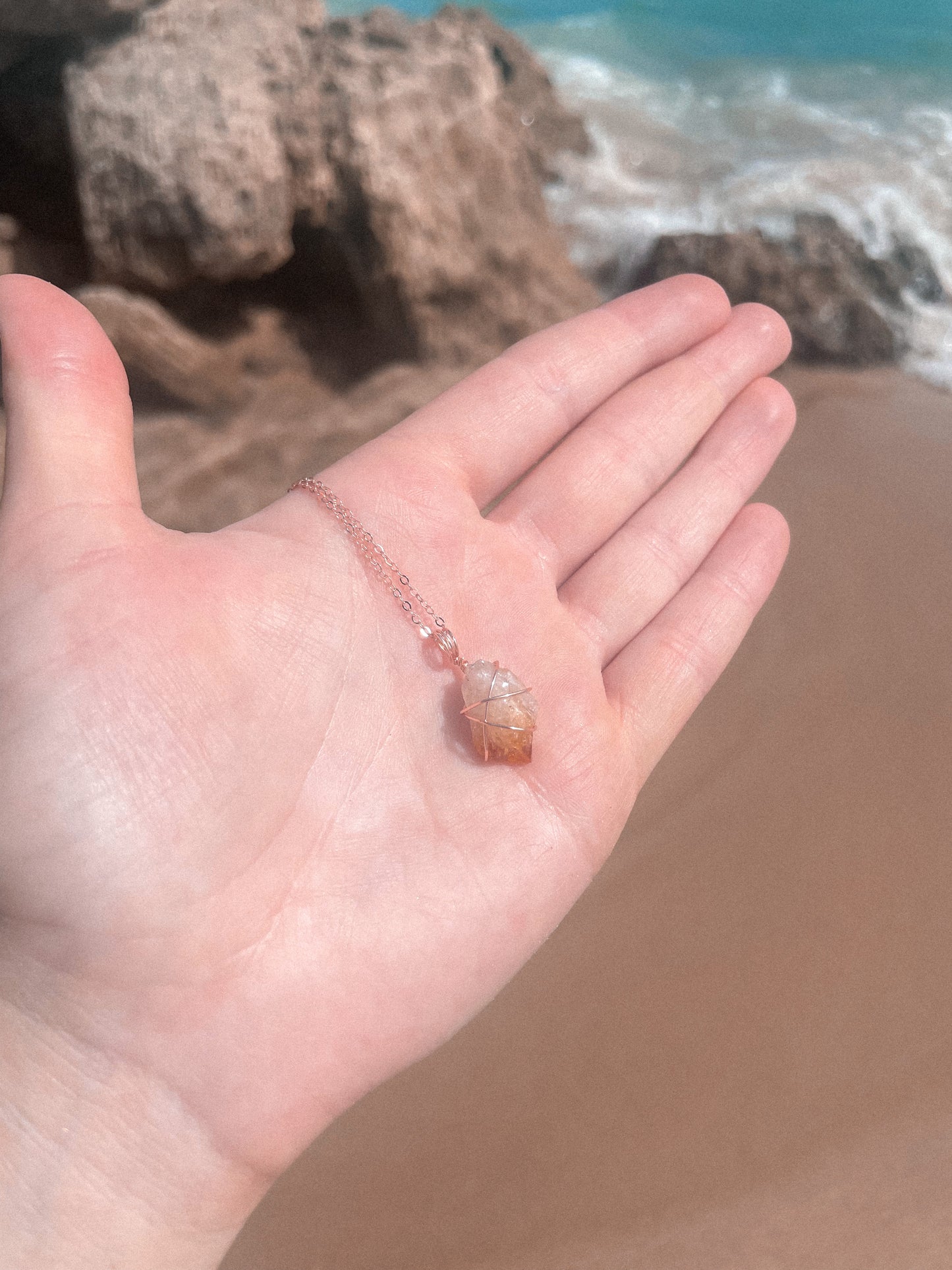 Wrapped Citrine - Rose Gold (16 to 18")