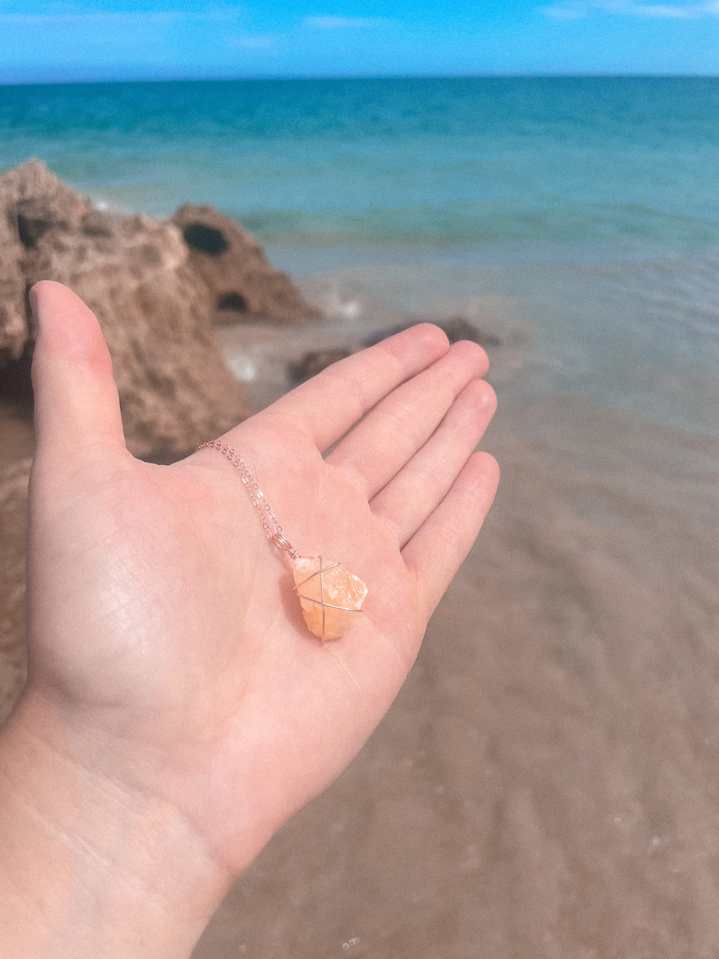 Wrapped Orange Calcite - Rose Gold (16 to 18")