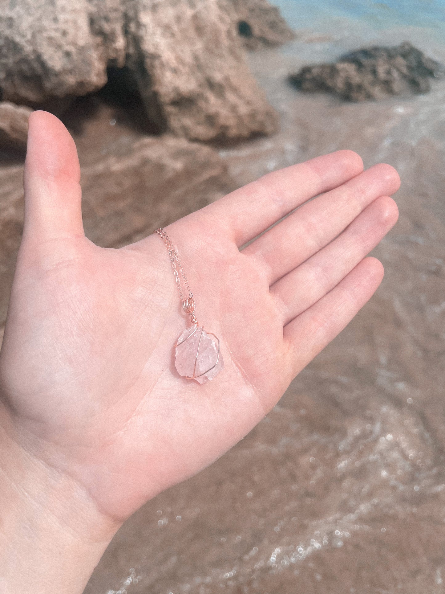 Wrapped Pink Quartz - Rose Gold (16 to 18")