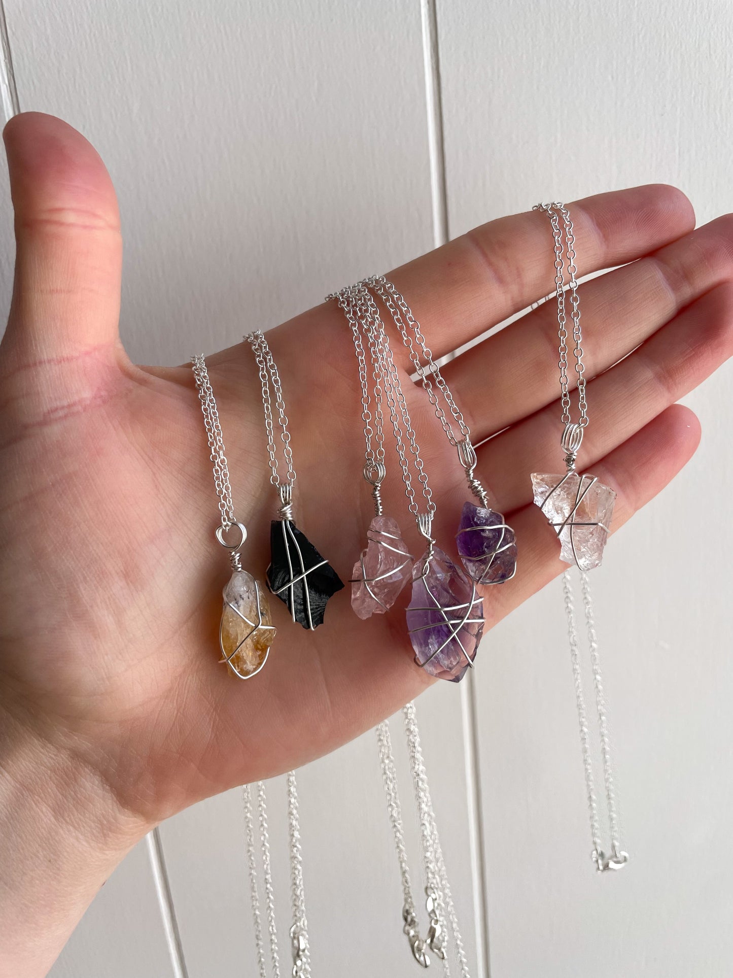 Wrapped Clear Quartz - Stirling Silver (16")
