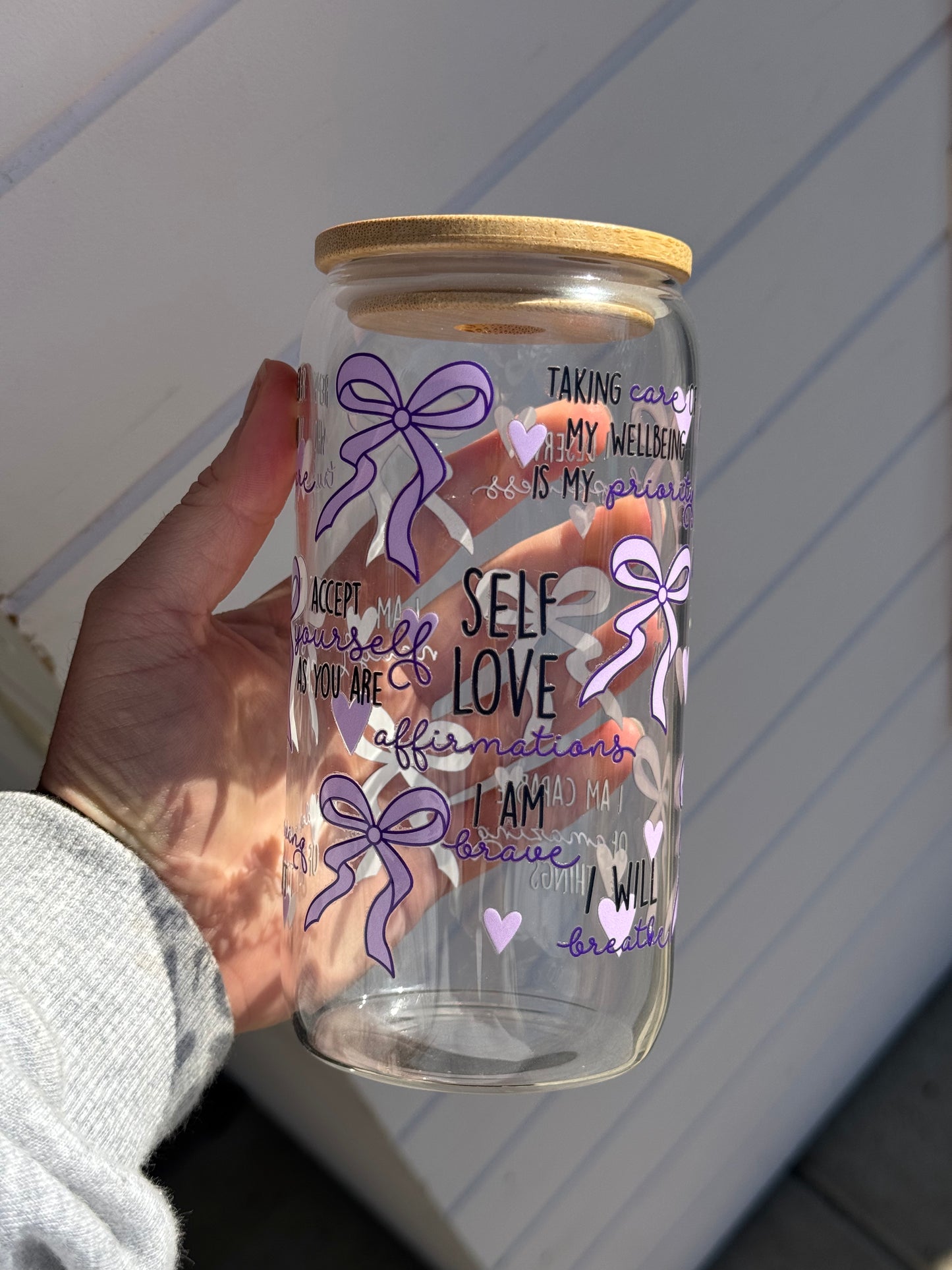 16oz Reusable Glass or Plastic Cup with straw