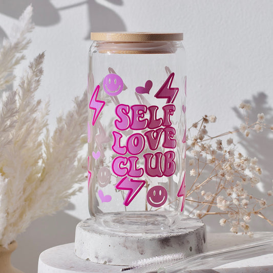 16oz Reusable Glass Cup with straw