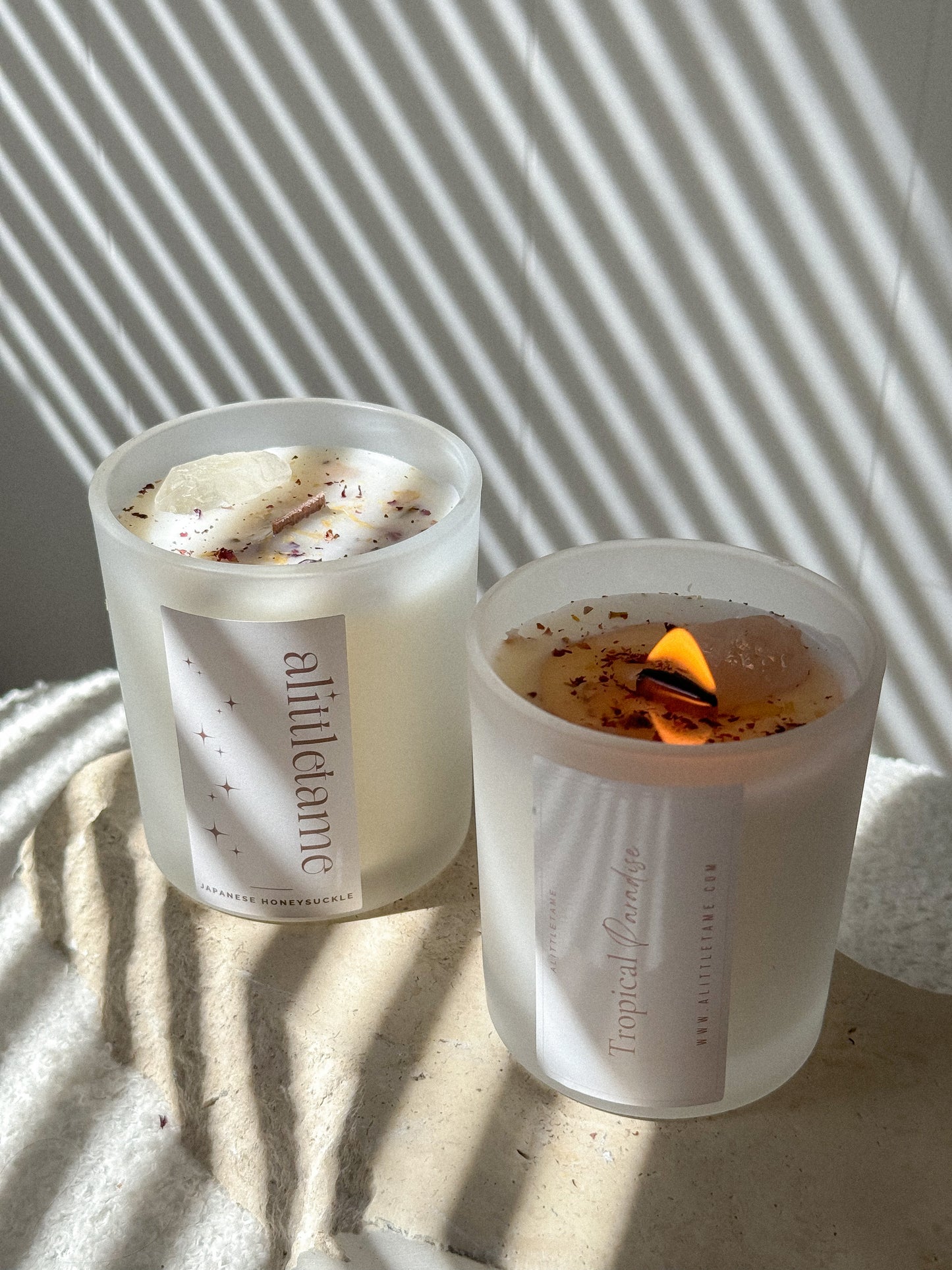 Crystal and floral infused candles