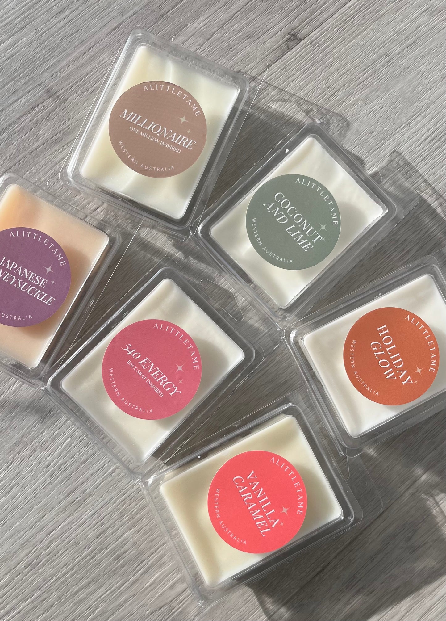 Wax melt clam shells in various scents