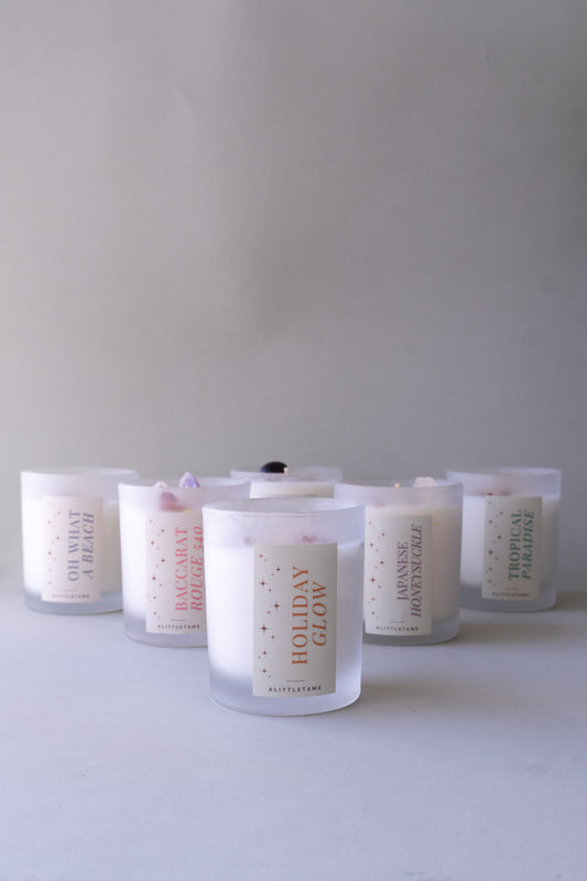 Crystal and floral infused candle jars